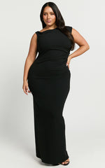 Genie Maxi Dress - Off The Shoulder Dress in Black
