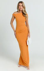 Genie Maxi Dress - Off The Shoulder Dress in Orange