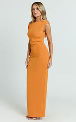 Genie Maxi Dress - Off The Shoulder Dress in Orange