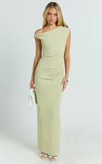Genie Maxi Dress - Off The Shoulder Dress in Sage