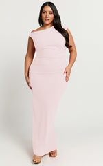Genie Maxi Dress - Off The Shoulder Dress in Soft Pink