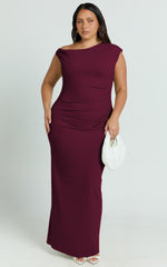 Genie Maxi Dress - Off The Shoulder Dress in Wine