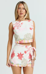 Gillian Top - Cropped Vest Top in Lobster Print
