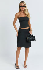 Gina Midi Skirt - Knee Length Slip Skirt in Black