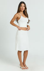 Gina Midi Skirt - Knee Length Slip Skirt in Cream