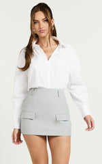 Haidy Skort - Mid Waisted Tailored Mini Skort in Grey