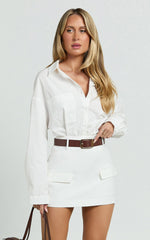 Haidy Skort - Mid Waisted Tailored Mini Skort in White
