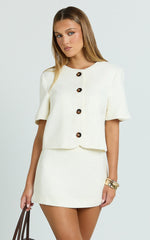 Halsey Mini Skirt - Tailored A Line Skirt in Cream