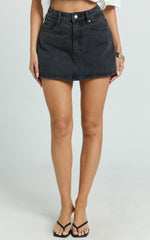 Harriet Skort - Mid Waisted Recycled Denim Skort in Black