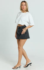 Harriet Skort - Mid Waisted Recycled Denim Skort in Black