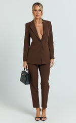 Hermie Pants - High Waisted Cropped Tailored Pants in Chocolate