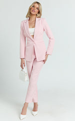 Hermie Pants - High Waisted Cropped Tailored Pants in Pale Pink