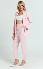 Hermie Pants - High Waisted Cropped Tailored Pants in Pale Pink