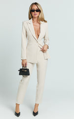 Hermie Pants - High Waisted Cropped Tailored Pants in Putty