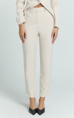 Hermie Pants - High Waisted Cropped Tailored Pants in Putty