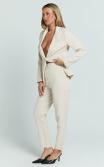 Hermie Pants - High Waisted Cropped Tailored Pants in Putty