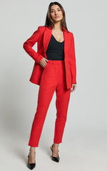 Hermie Pants - High Waisted Cropped Tailored Pants in Red