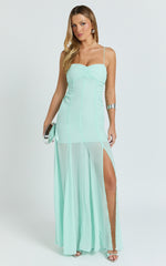 Hudgens Maxi Dress - Georgette Godet Panel Dress in Mint