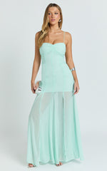Hudgens Maxi Dress - Georgette Godet Panel Dress in Mint