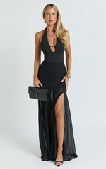 Hudgens Maxi Skirt - Georgette Godet Panel Skirt in Black