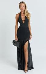 Hudgens Maxi Skirt - Georgette Godet Panel Skirt in Black
