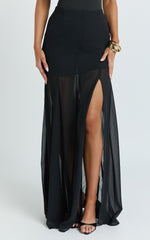 Hudgens Maxi Skirt - Georgette Godet Panel Skirt in Black