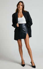 In The Name of Love Mini Skirt - Faux Leather Skirt in Black