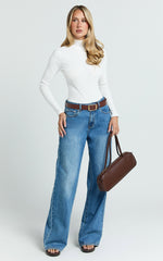 Estelle Jeans - Recycled Denim Low Rise Vintage Baggy Jeans in Dark Blue Wash