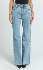Jacqueline Jeans - High Waisted Relaxed Recycled Denim Bootcut Jeans in Mid Blue Wash