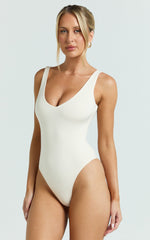 Jamie Bodysuit - V Neck Bodysuit in Cream