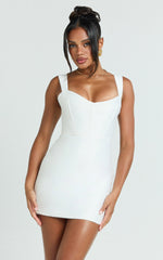 Janice Mini Dress - Square Neckline Dress in White