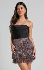 Jenalyn Skort - Fringe Layered Skort in Multi