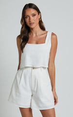 Jhovie Top - Linen Crop Top in White
