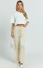 Jinky Pants - Satin Drawstring Pants in Off White
