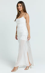 Jordyn Midi Dress - Square Neck Halter Column Dress in White