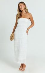 Jovi Maxi Dress - Ruched Column Dress in White