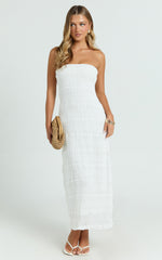 Jovi Maxi Dress - Ruched Column Dress in White