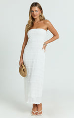 Jovi Maxi Dress - Ruched Column Dress in White