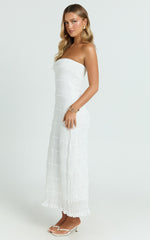 Jovi Maxi Dress - Ruched Column Dress in White