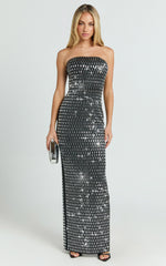 Joyce Maxi Dress - Heat Press Strapless Dress in Black