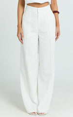 Juniper Pants - Linen Wide Leg Pants in White