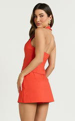 Kai Skort - Mid Waisted Cross Over Skort in Orange