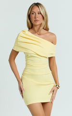 Kairose Mini Dress - Asymmetrical Sleeve Dress in Yellow