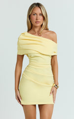 Kairose Mini Dress - Asymmetrical Sleeve Dress in Yellow