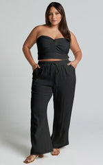Kala Pants - Mid Waisted Relaxed Elastic Waist Pants in Black