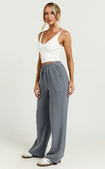 Kala Pants - Mid Waisted Relaxed Elastic Waist Pants in Charcoal