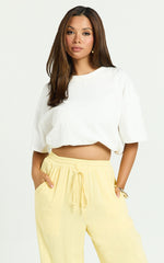 Kala Pants - Mid Waisted Relaxed Elastic Waist Pants in Lemon