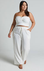 Kala Pants - Mid Waisted Relaxed Elastic Waist Pants in White