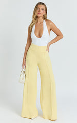 Kate Pants - High Waisted Wide Leg Pants in Lemon
