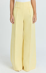 Kate Pants - High Waisted Wide Leg Pants in Lemon